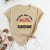 Summer Women's Letter Coconut Tree Print Loose Round Neck Casual Pure Cotton Short Sleeved T-shirts Women's