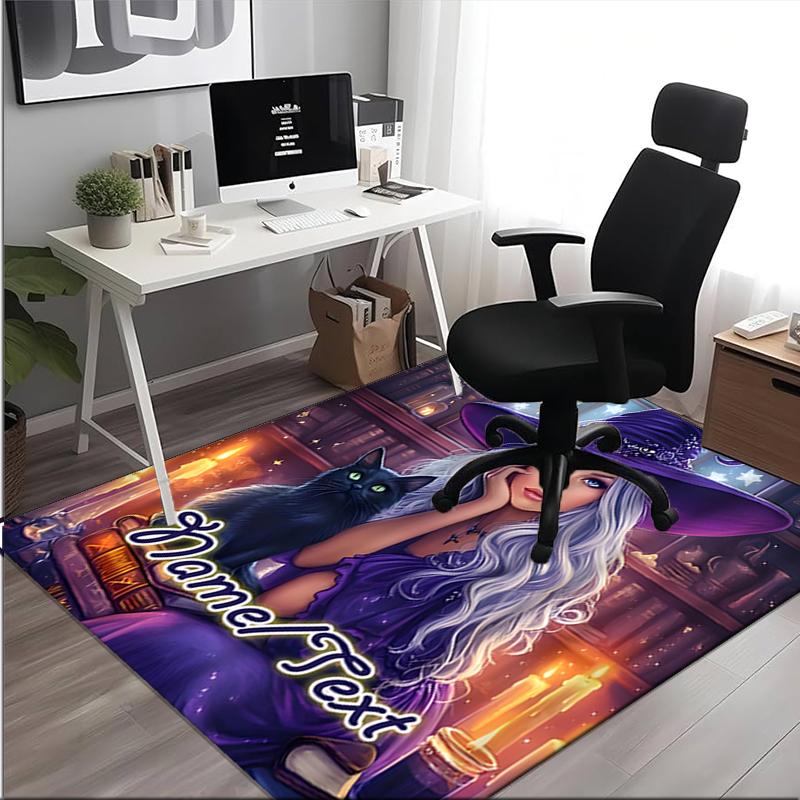 1PC Custom Name Witchcraft Magic Theme Floor Mat Ideal for Living Room, Game Rooms, Office, Bedroom,Floor Mat Playful Design