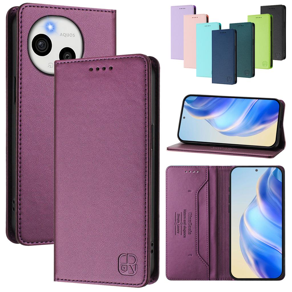 Luxury Leather Case For Sharp Aquos R9 Pro/Sharp Aquos Sense 9 Plus/Aquos R9 RFID Blocking Card Slots Magnetic Attraction Stand Shockproof Flip Cover