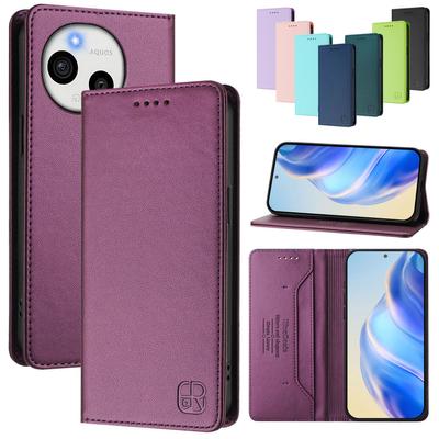 Роскошный кожаный чехол для Sharp Aquos R9 Pro/Sharp Aquos Sense 9 Plus/Aquos R9 RFID-блокировка слотов для карт Магнитная подставка Ударопрочный откидной чехол