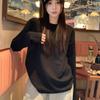 Women Spring Autumn Long Sleeve O Neck Solid Color Pullover Loose T Shirt Blouse Top