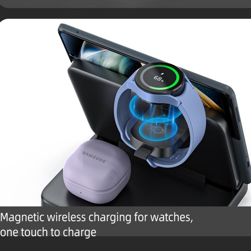 3 в 1 складное беспроводное зарядное устройство, многофункциональная портативная док-станция для быстрой зарядки 15 Вт для телефонов Samsung, наушники для часов