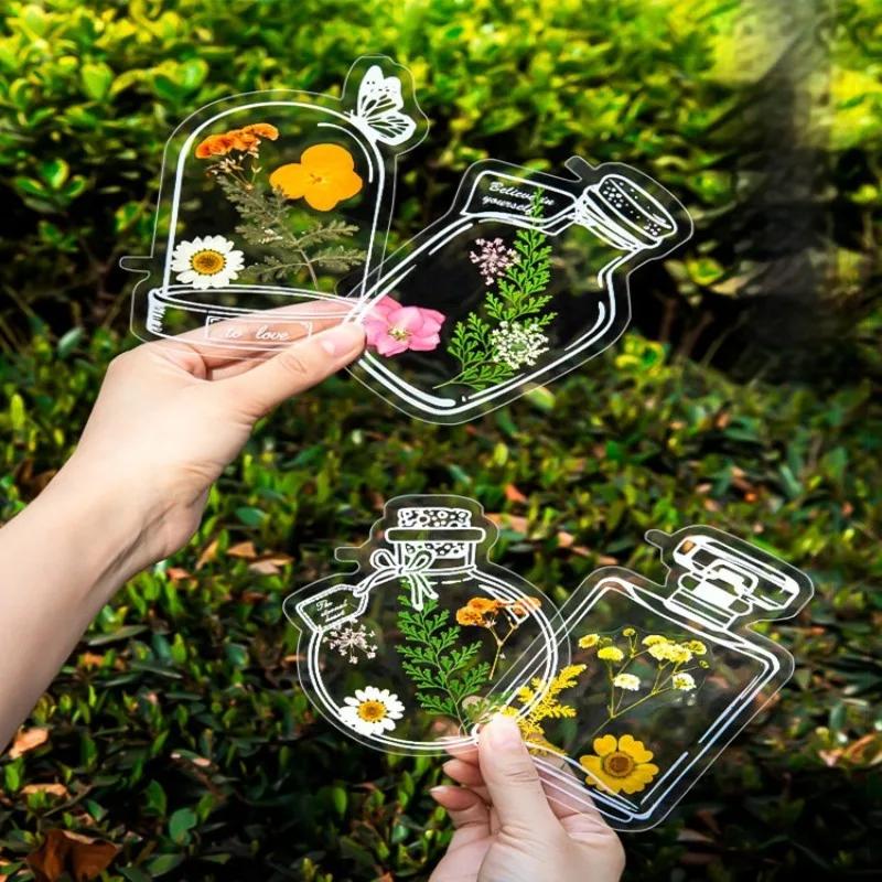 20-100pcs Diy Transparent Dried Flower Bookmarks Students Handmade Creative Small Bottle Plant Specimens Book Mark Stationery