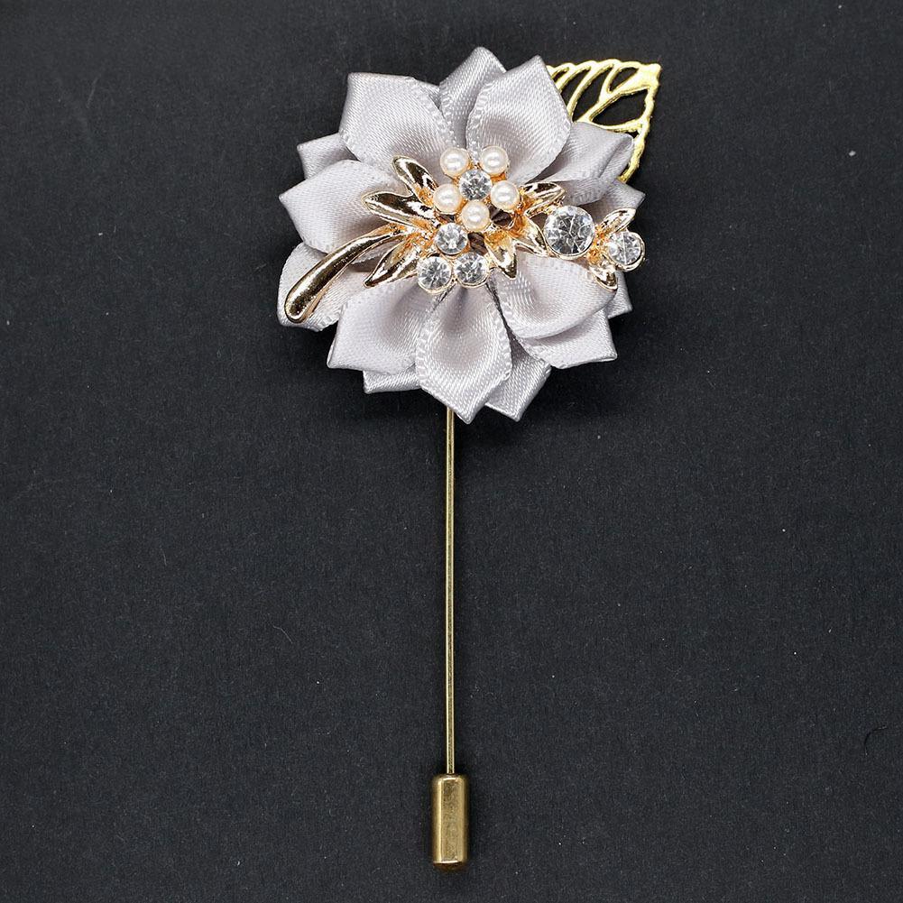 Luxury Crystal Pearl Groomsmen Boutonniere Wedding Corsage Men Brooch Pin Red Burgundy Flower Groom Bridal Boutonnieres