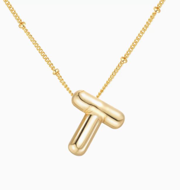LT-12056 Stainless Steel 18K Gold Balloon Letter Necklace Silver Bubbles 26 English Alphabet Pendants Jewelry