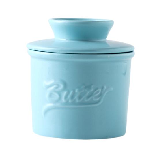 Ceramics Butter Crock with Lid French Butter Dish Keeper Counter Spreadable Soft Butter Container Storage Jar