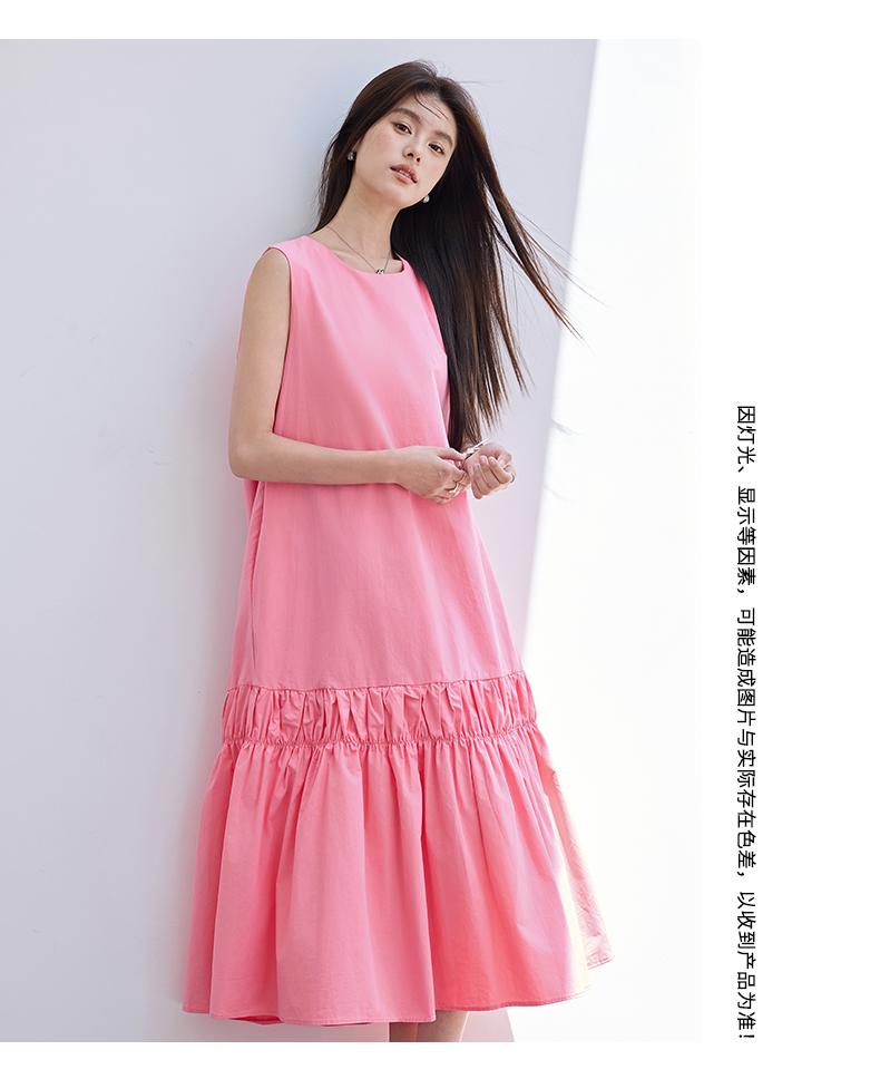 Summer 'Dragon Fruit Pulse Wave' Korean version dopamine girlish sleeveless lotus leaf backless dress with exposed back
