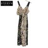 Flower Camisole Silk One-piece Dress UK4 Black X beigeUsed