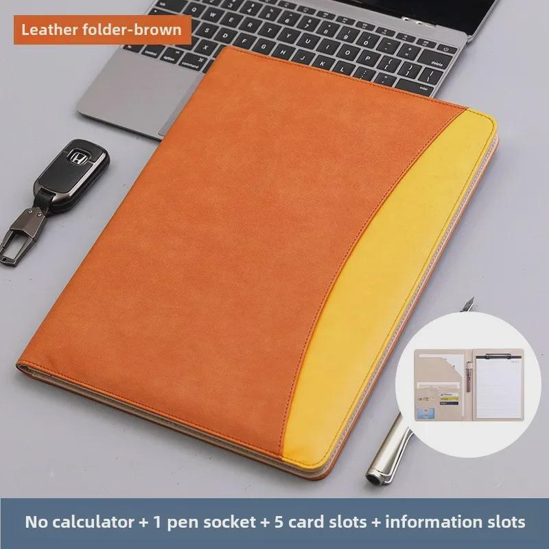 Многофункциональная кожаная папка-органайзер формата А4 для менеджера с калькулятором