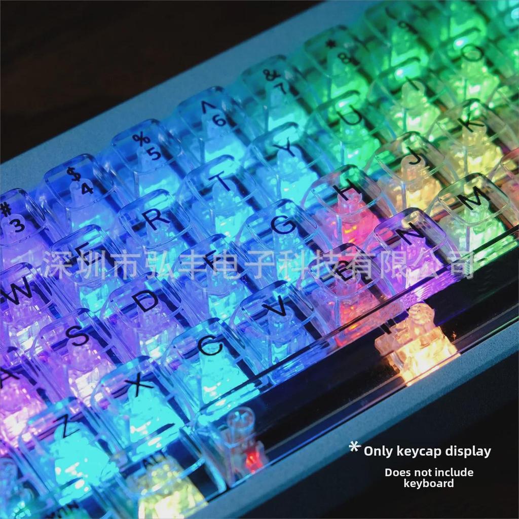 Universal Transparent Mechanical Keyboard Keycap Set: High Light Transmittance, Fits 61/68/87/98/104/132 Key Models
