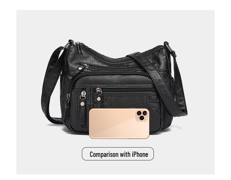 Женская сумка через плечо из мягкой кожи с несколькими отделениями