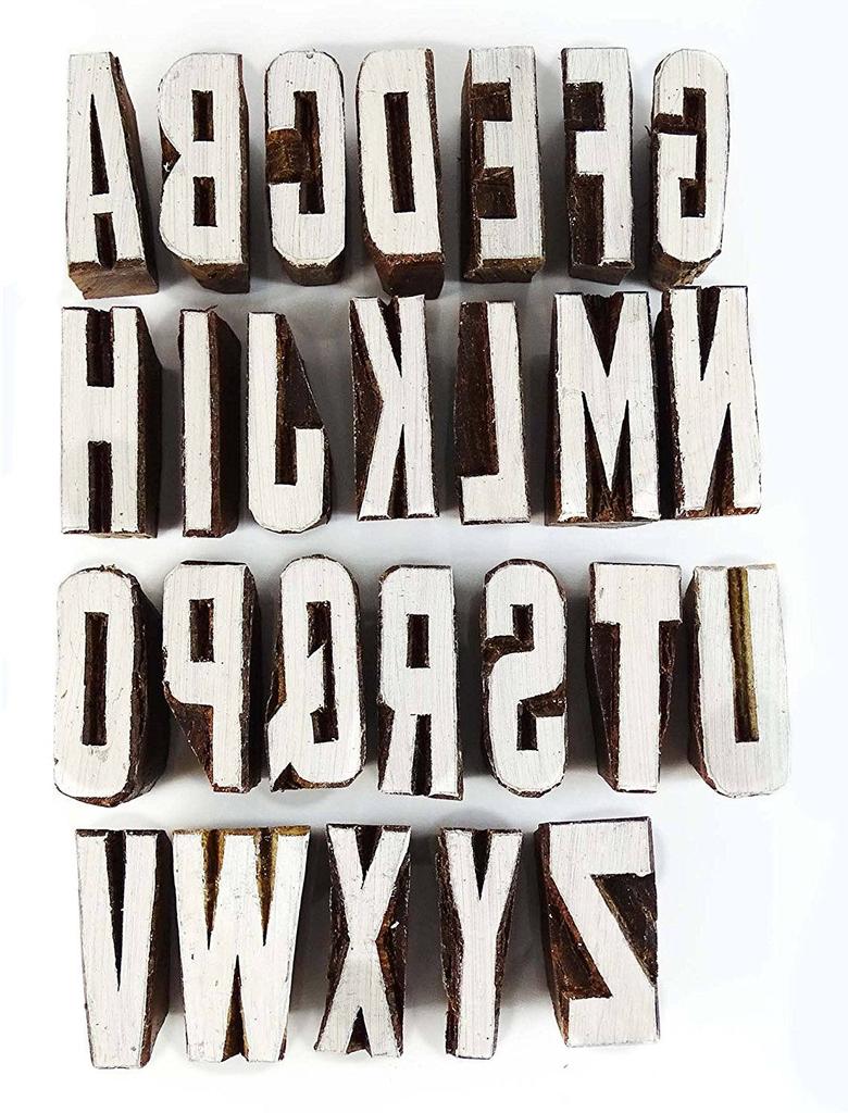 Ручной резной блок печати текстовых штампов с алфавитом Деревянный текстильный блок штампов