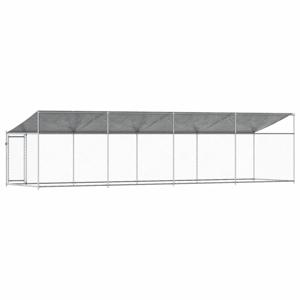 Vidaxl Klatka Dla Psa, Z Dachem I Drzwiami, Szara, 8X2X2 M, Stal