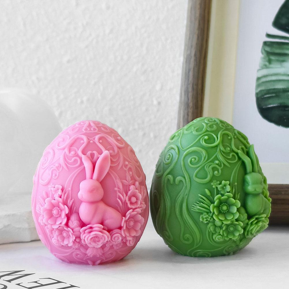 3D пасхальный кролик яйцо свеча силиконовая форма подарки ручной работы смоляная форма гипсовые украшения W4E0