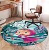 Masha and the Bear Pattern Round Rug, Indoor/Outdoor Mat, for Picnic, Gameroom, Bedroom, Office, Living Room, Home Decor Carpet, Birthday Gift