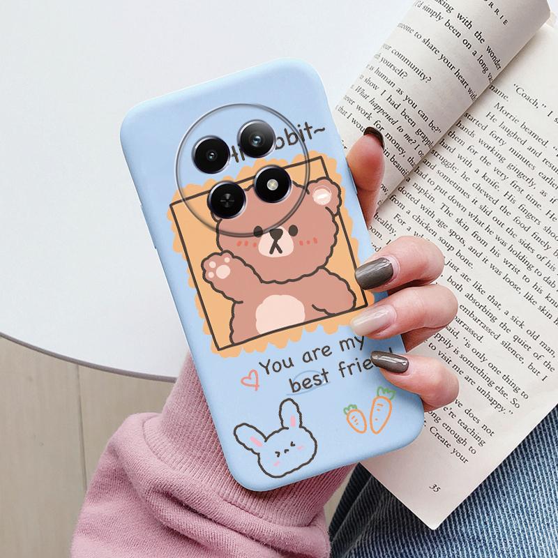Case For Redmi 14C 4G 14R 5G A4 Note 14 Pro Poco C67 Cute Heart Flower Back Cover Soft Silicone Matte Protective Fundas Cartoon