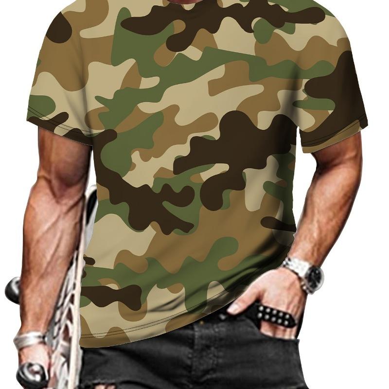Camouflage Men's Tshirt Casual Comfortable Streetwear Summer Outdoor Short Sleeve Crew Neck Sports Top Training T-shirt