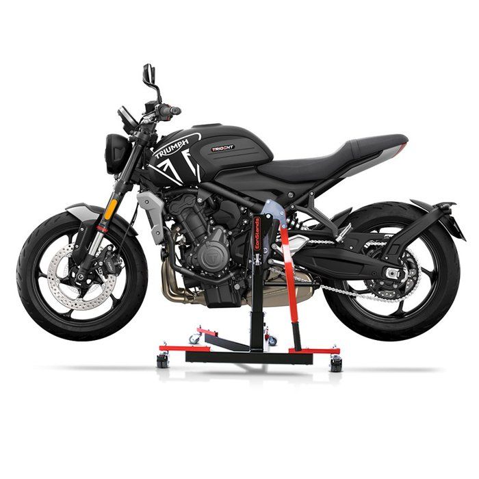 Béquille d'atelier centrale - CONSTANDS - Power-Evo Triumph Trident 660 (2021-2025) - 300 kg - Kit adaptation - Rouge