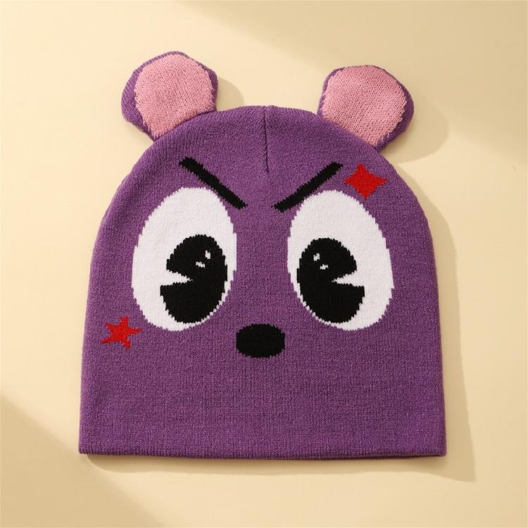 Women Knit Beanie Warm Ear Protector Hat Teens Jacquard Hat with Small Ear