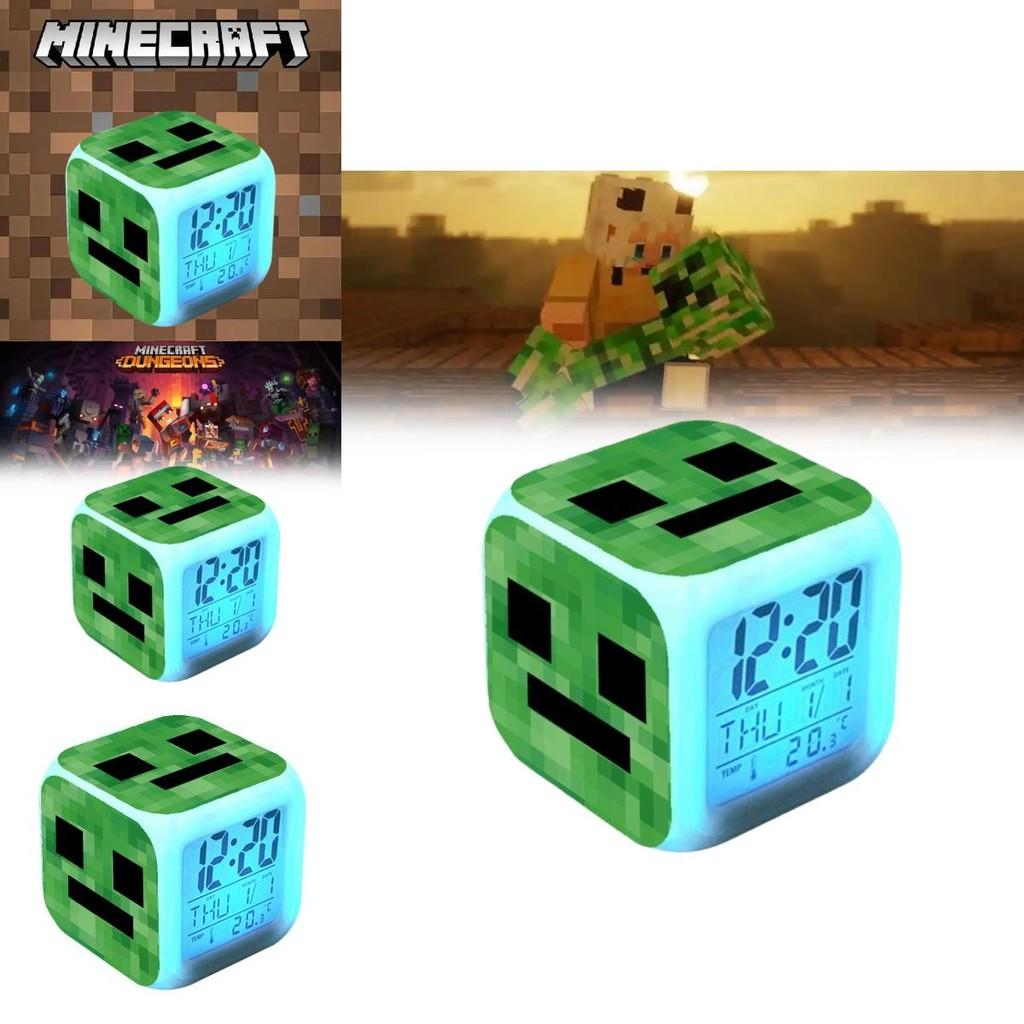 Мультяшный светодиодный будильник Minecraft с ночником и цифровым дисплеем для студентов
