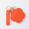 New Flower Design Pocket Makeup Portable Pu Leather Small Travel Hand Mirror Custom With Metal Keychain
