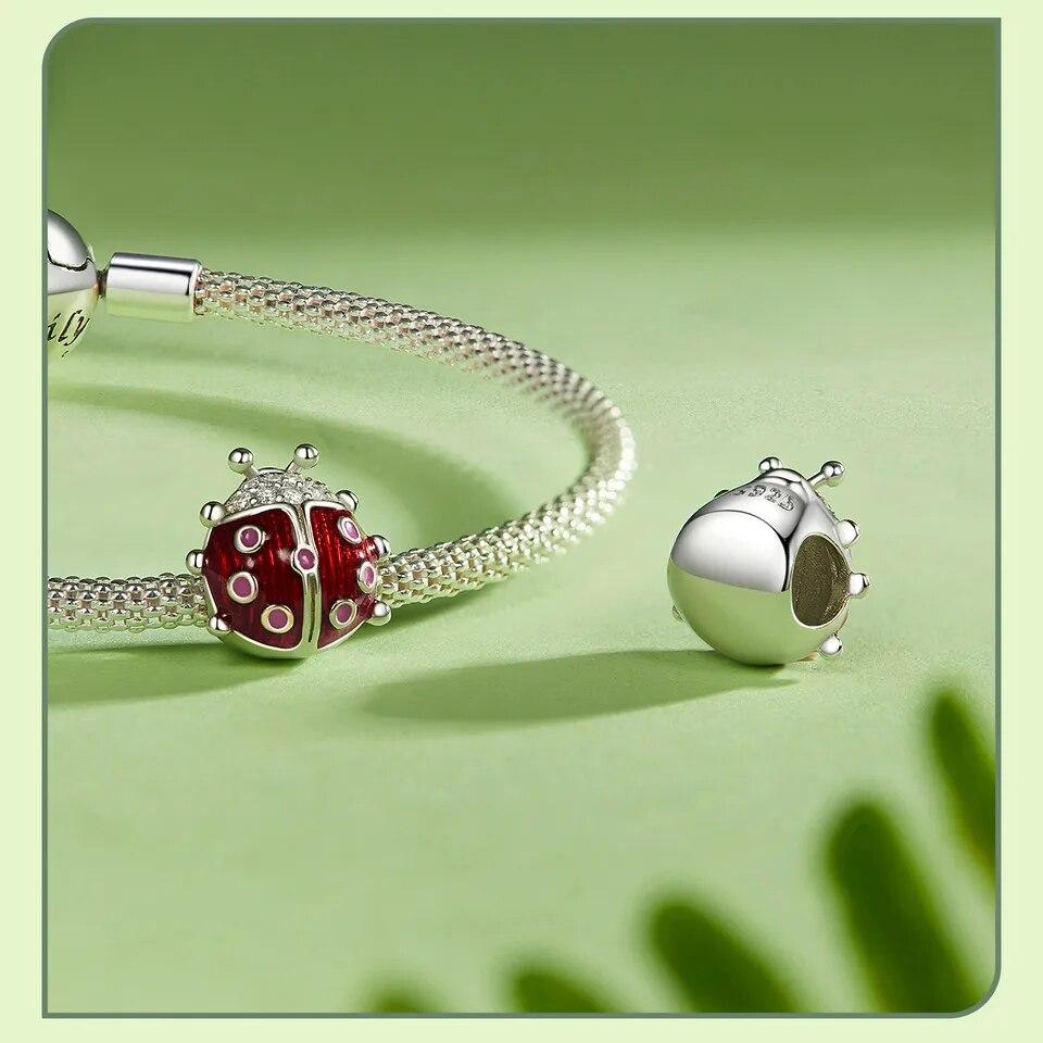 Bamoer 925 Sterling Silver Luminous Butterfly Beads Rainbow Enamel Insect Pendant Charms for Women Bracelet DIY Accessories