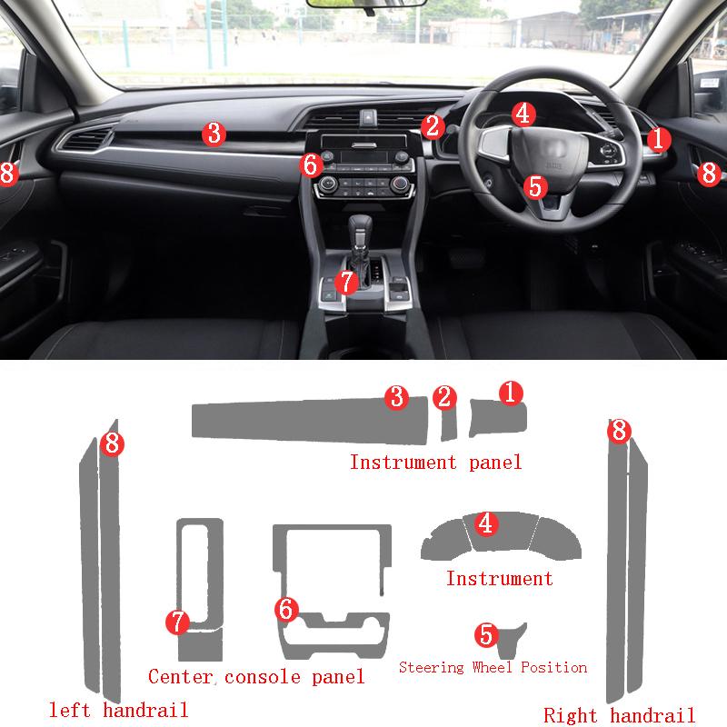 Для Honda Civic Внутренняя Центральная Консоль Панель Воздуховодов Панель Рулевого Колеса ТПУ Прозрачная Защитная Пленка от Царапин
