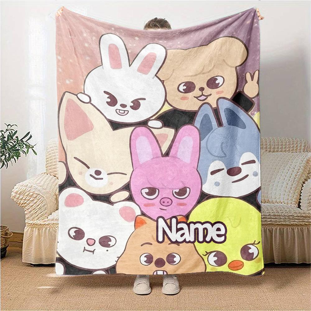 Custom Name Name Cute Animal Friends Party Blanket For Couch Bed Plush Cozy Fuzzy Blanket Super Soft Warm Blankets For Fall And Winter 091640