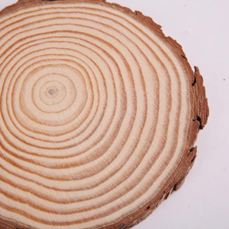 10 шт., круглые необработанные ломтики дерева из натуральной сосны, круги с корой дерева, бревна, диски, сделай сам, поделки, картина для свадебной вечеринки
