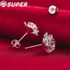 925 Silver Rose Flowers Stud Earrings Jewelry