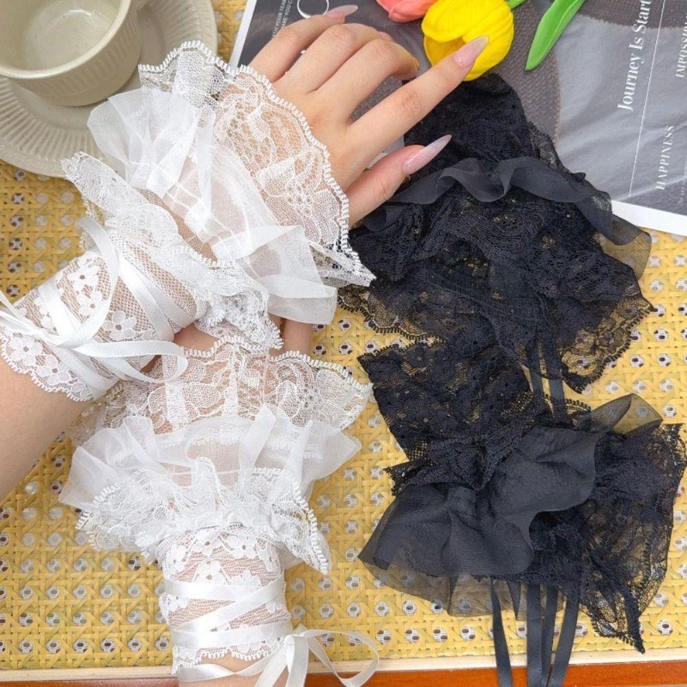 Ruffled Lace Lace Arm Sleeves Elastic Band Fake Sleeves Women's Fingerless Gloves Anime Costume