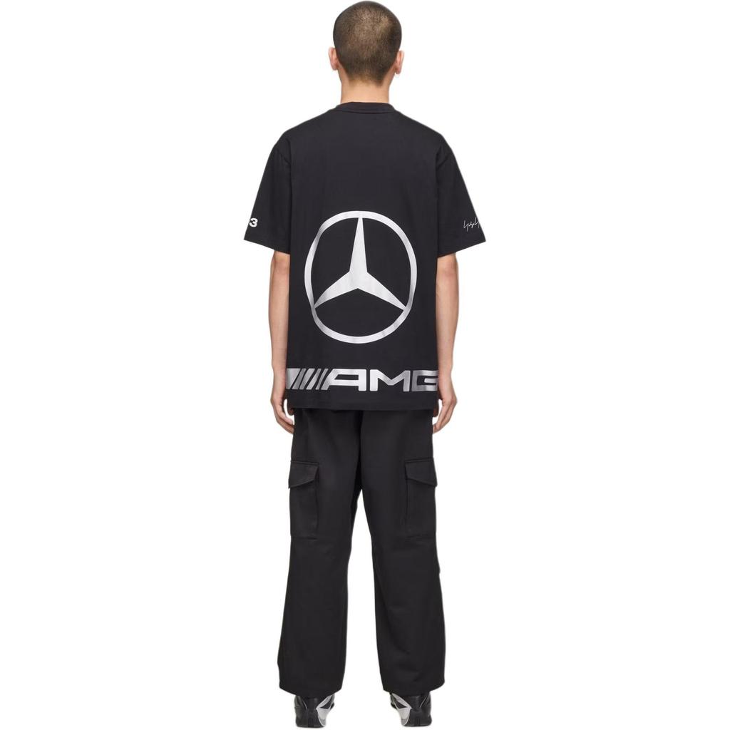 Y-3 × Yohji Yamamoto × Mercedes-AMG Petronas F1 Team Логотип Круглый вырез Свободная футболка Мужские Топы KR2374