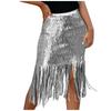 (SU)Women Casual Sequined High Waist Fringe Skirt Bag Hip Skirt Tassel Sexy Hip Wrap