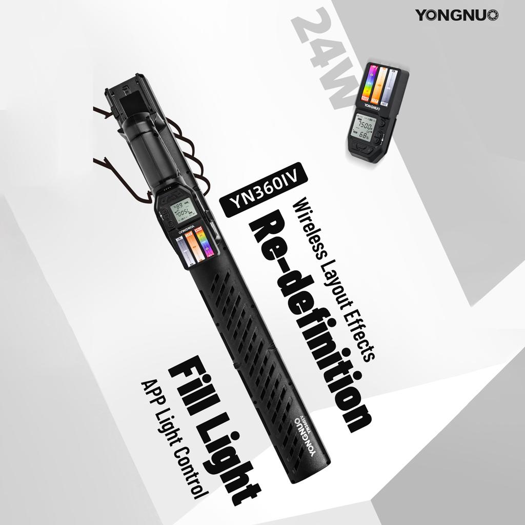YONGNUO YN360IV Ручной RGB-светильник для видеосъемки, светодиодный заполняющий светильник, 2000–10000K, двухцветный, 24 Вт, с регулируемой яркостью 31