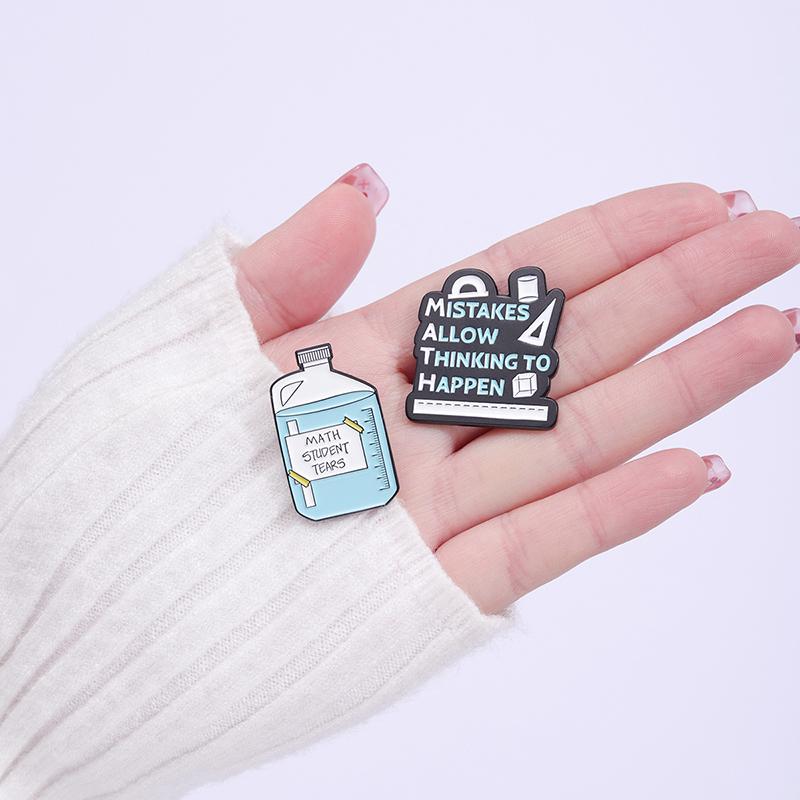 Math Student Tears Enamel Pins Custom Math Is Hard So Is Life Brooches Lapel Badges Funny Puns Jewelry Gift for Kids Friends