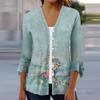 Women's Shirt Blouse Outerwear Print 3/4 Length Sleeve Casual Holiday Basic Button Tops