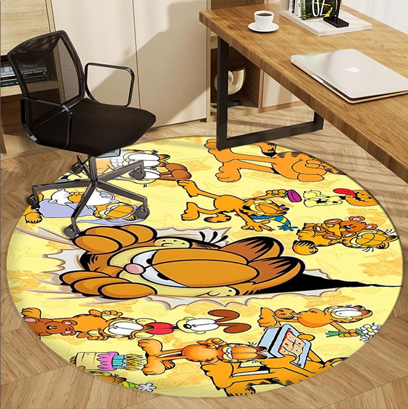 Garfield Pattern Round Rug, Indoor/Outdoor Mat, for Picnic, Gameroom, Bedroom, Office, Living Room, Home Decor Carpet, Birthday Gift