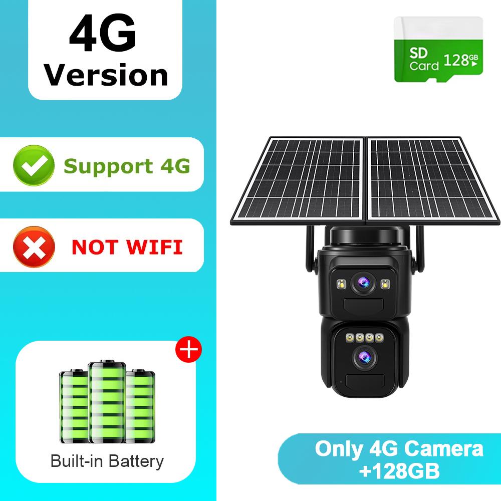 OKAM PRO Security Solar Camera Dual Lens HD 10MP 4G SIM Camera PIR Motion Detection Two-way Intercom Night Vision Outdoor Camera