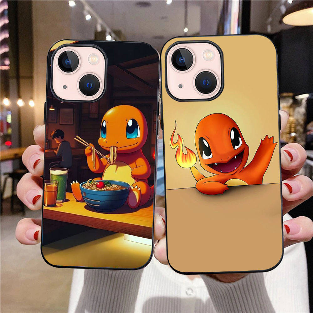 B-80 милый черный чехол Charmander для Samsung S24 S23 S22 S21 S20 FE S10 Lite Ultra S7 S8 S9 Plus A05S A11 A12 A13 A15 A22 A24 A25 A32 A52 A71 5G