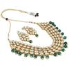 Зеленый стильный комплект ожерелья Kundan для женщин, свадебный традиционный комплект украшений с серьгами для женщин и девочек