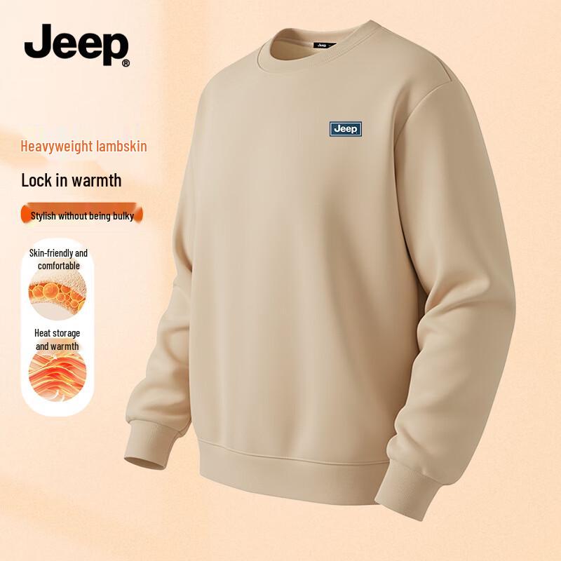Jeep Мужская зимняя толстовка с круглым вырезом на подкладке из овечьей шерсти