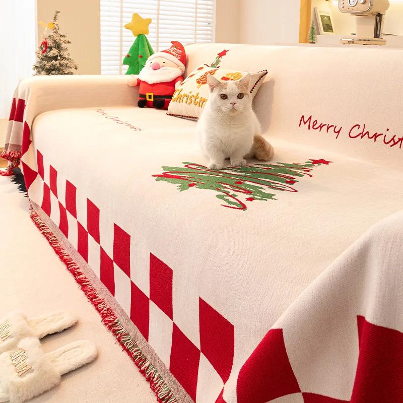 Чехол для дивана с рождественской атмосферой, подходящий для всех сезонов, праздничное одеяло для дивана, высококачественная декоративная подушка для дивана в гостиной