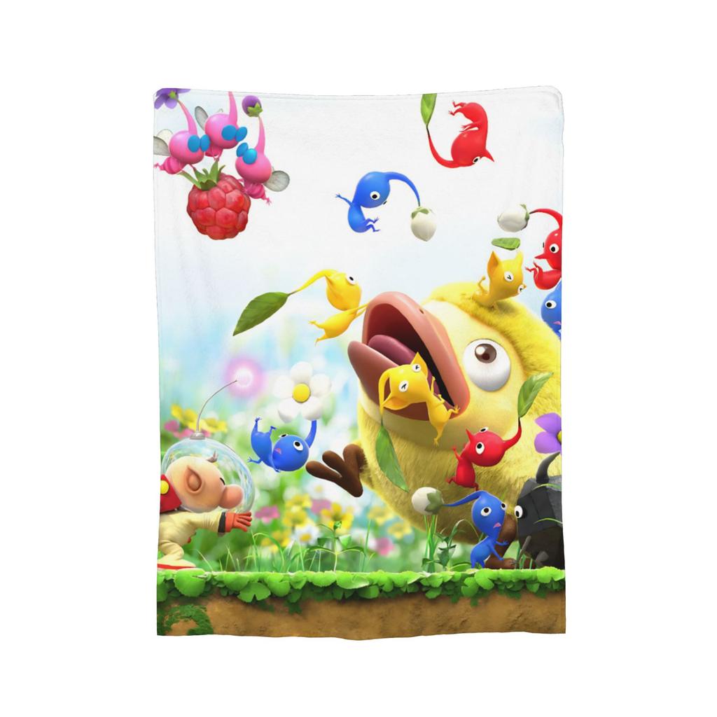 Game Cartoon Cute Pikmin Blanket Fleece All Season Breathable Super Soft Throw Blanket for Sofa Travel Bedding Throws