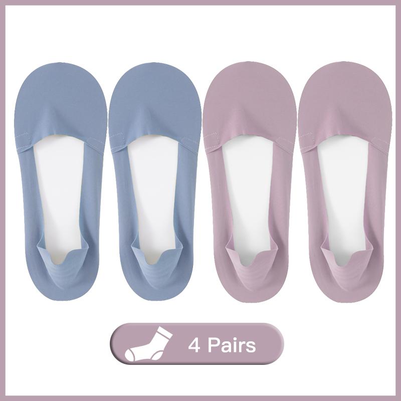 Ice Silk Low Cut Boat Socks for Women Seamless Breathable Silicone Anti Slip Socks Female Invisible Socks