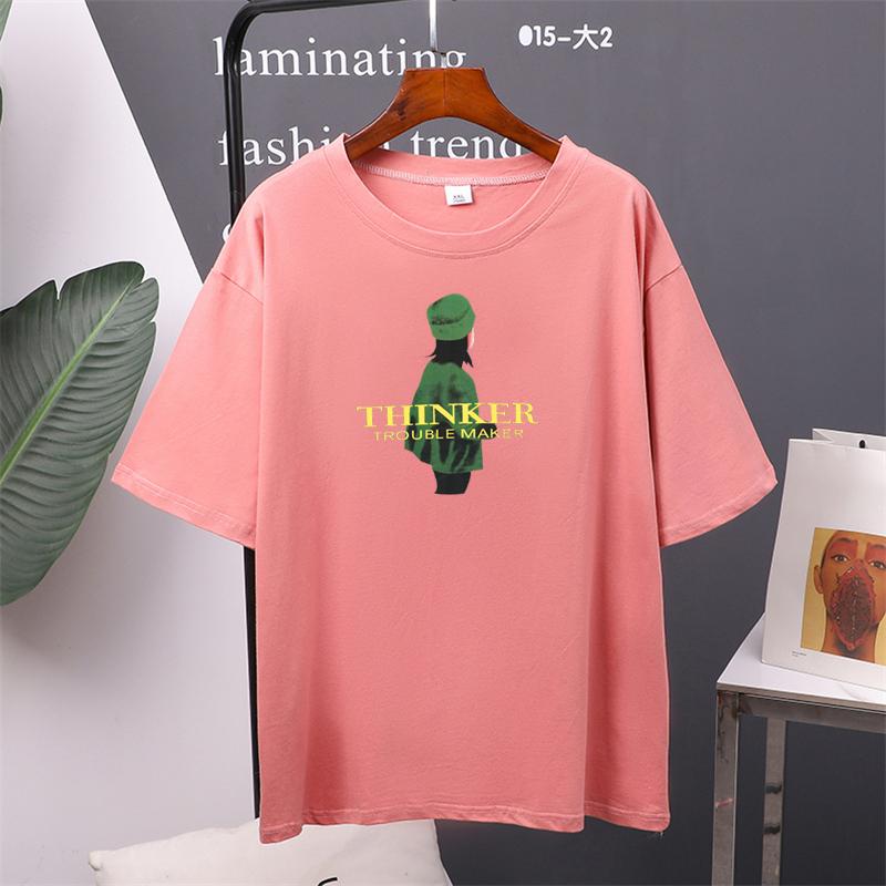 2024 летняя зеленая шляпа для девочек, женская футболка, новые летние хлопковые футболки большого размера с принтом, мягкая женская одежда, топы