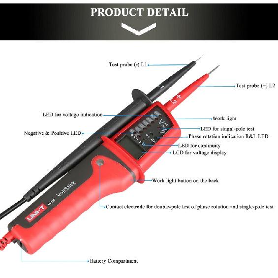 UNI-T UT15C Waterproof Voltage Tester AC/DC Voltage Detection Multimeter High Precision Electronic Diagnostic Tool LCD Display
