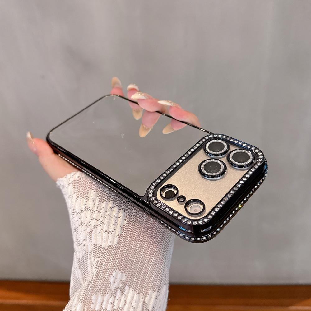 Чехол с блестками, бриллиантами и зеркальным покрытием для For Iphone 1 16 17 Pro Max 12 13 14, Блестящий чехол с стразами, Защита камеры, Зеркальная крышка