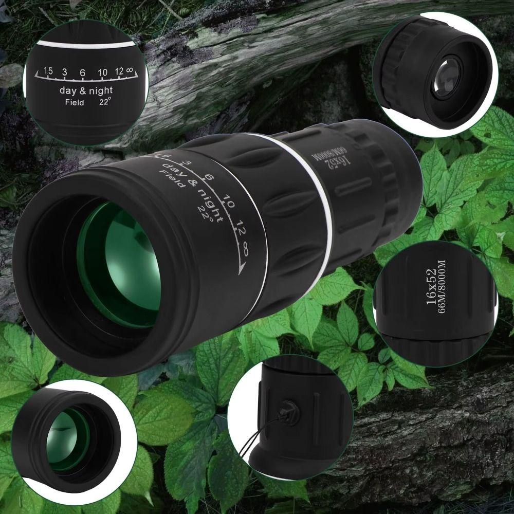 Waterproof 16x52 Monocular Telescope 8XMagnification Long Range Spyglass Camping