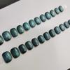 B662 Galaxy Cat Eye Short Blue-green Nail Wraps Stylish And Fashionable Nail Stickers