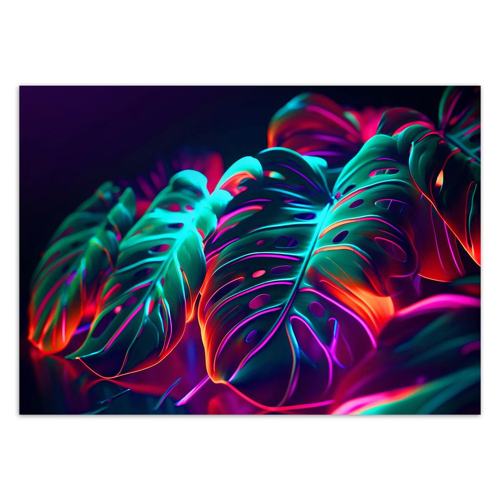 Wallpaper Monstera leaves in futuristic style